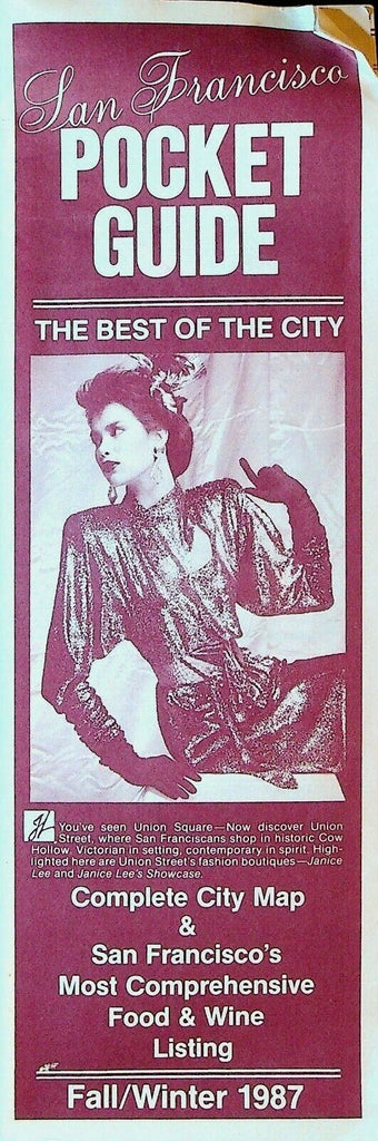 San Francisco Pocket Guide Fall 1987 City Map Food & Wine Listing