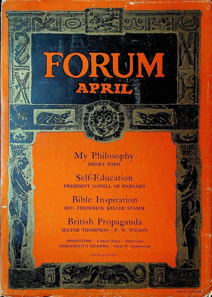 Forum Magazine April 1928 Henry Ford Pittsburgh Puget Sound Zona Gale
