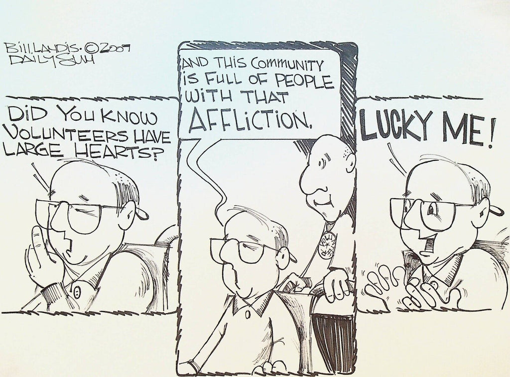 Bill Landis Original Cartoon Art The Villages Daily Sun 2007 Volunteers