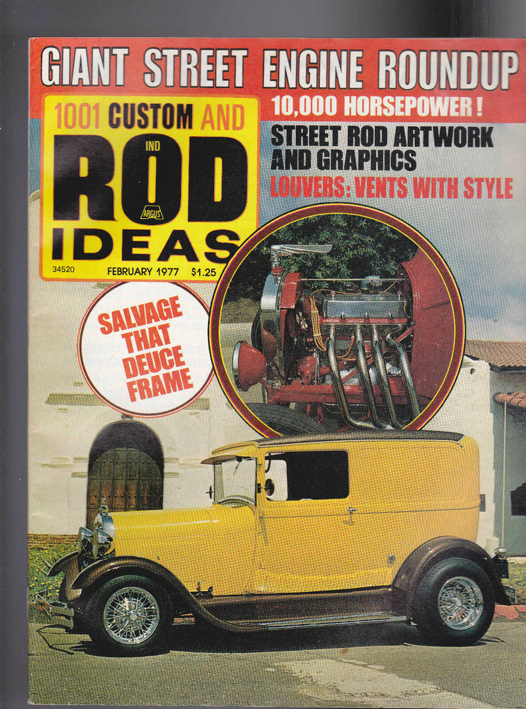 1001 Custom & Rod Ideas Magazine Street Rod Artwork February 1977 Free US S/H