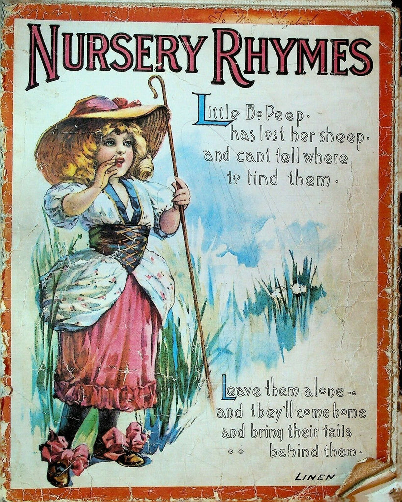 Nursery Rhymes Linen Children's Book 1900s Little Bo Peep Jack & Jill