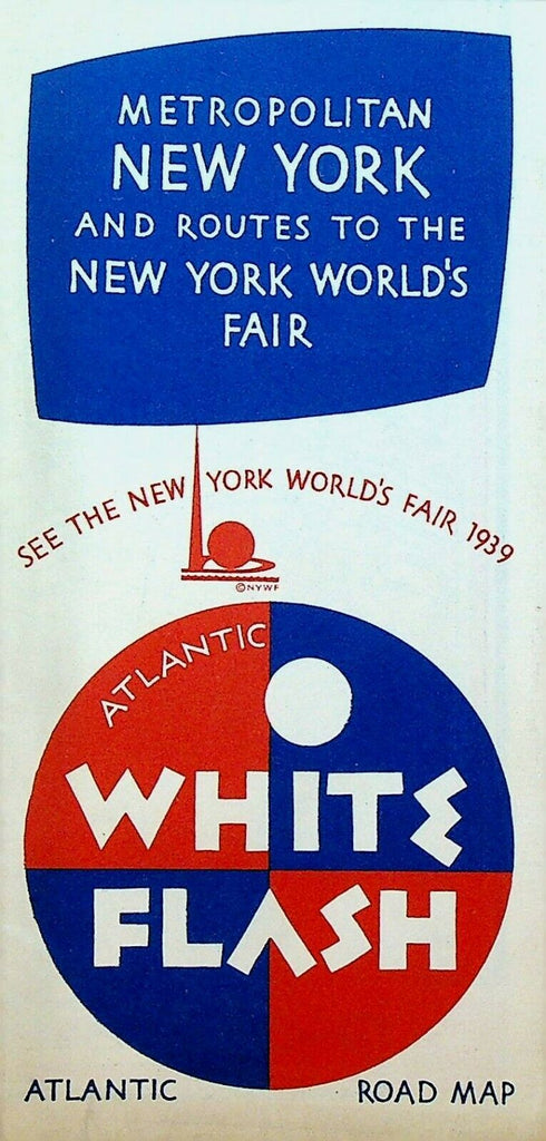 New York World's Fair 1939 Atlantic Oil Road Map Metropolitan New York City