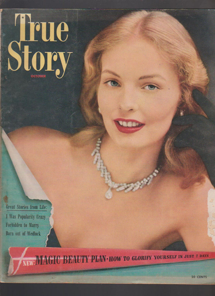 True Story Magazine October 1951 Born Out of Wedlock Magic Beauty Plan