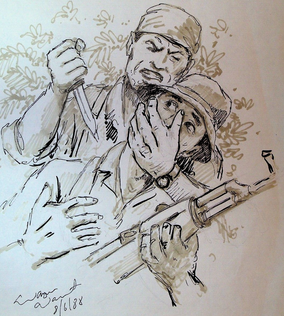 Wayne Vansant Military Ambushed Soldier Original Art 1988 Signed