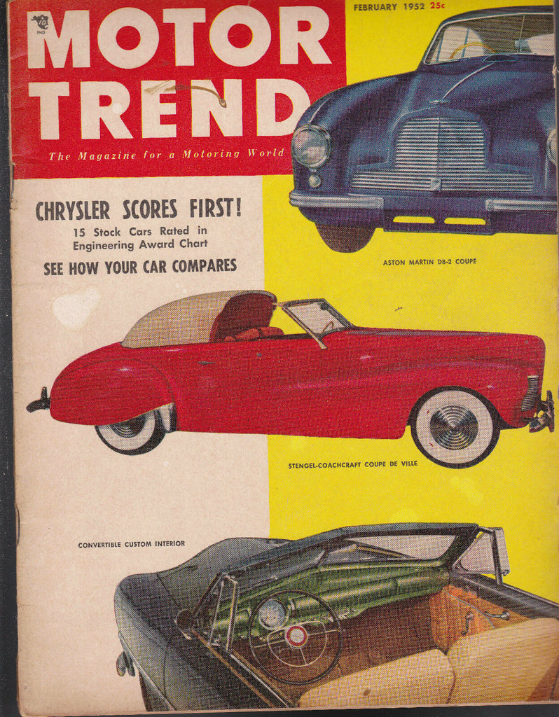 Motor Trend Magazine Aston Martin Stengel-Coachcraft  February 1952 FREE US S/H