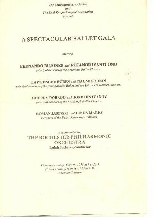 A Spectacular Ballet Gala Rochester NY 1975 program