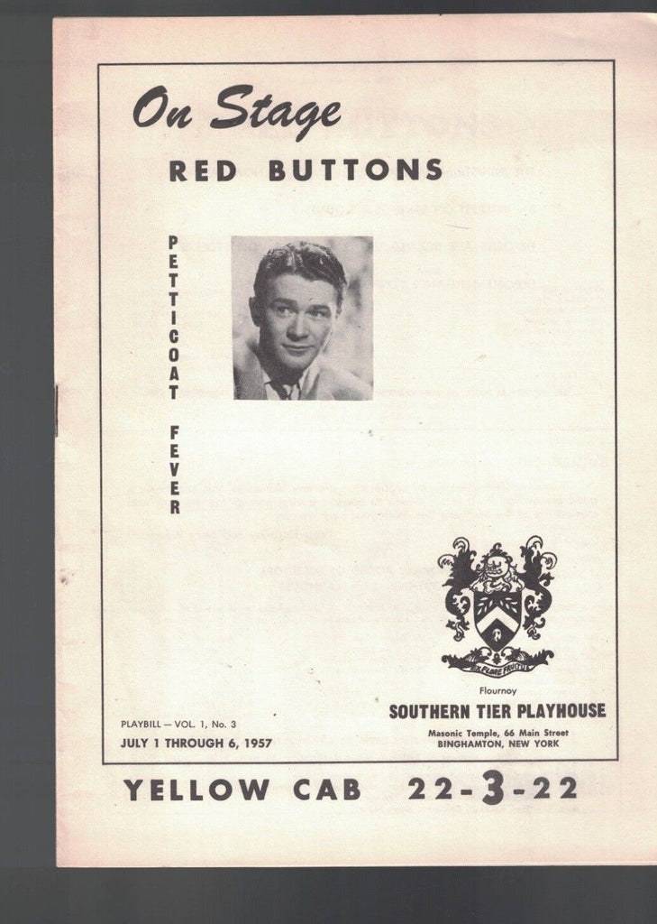 Petticoat Fever Program Red Buttons July 1957 Southern Tier Playhouse