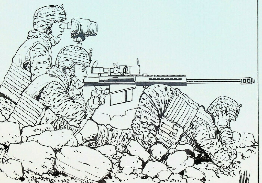 Leatherneck Magazine Original Comic Art Don Lomax 1990s Marines Bipod