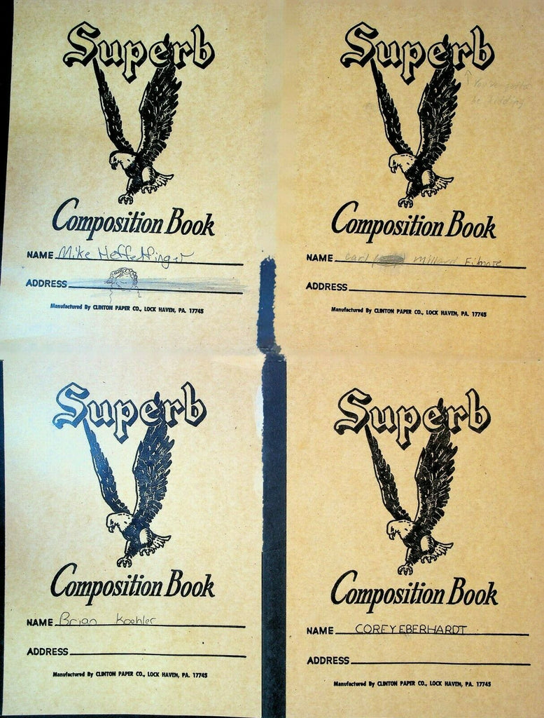 Superb Composition Book Lot of 5 1970s Clinton Paper Lock Haven Pa
