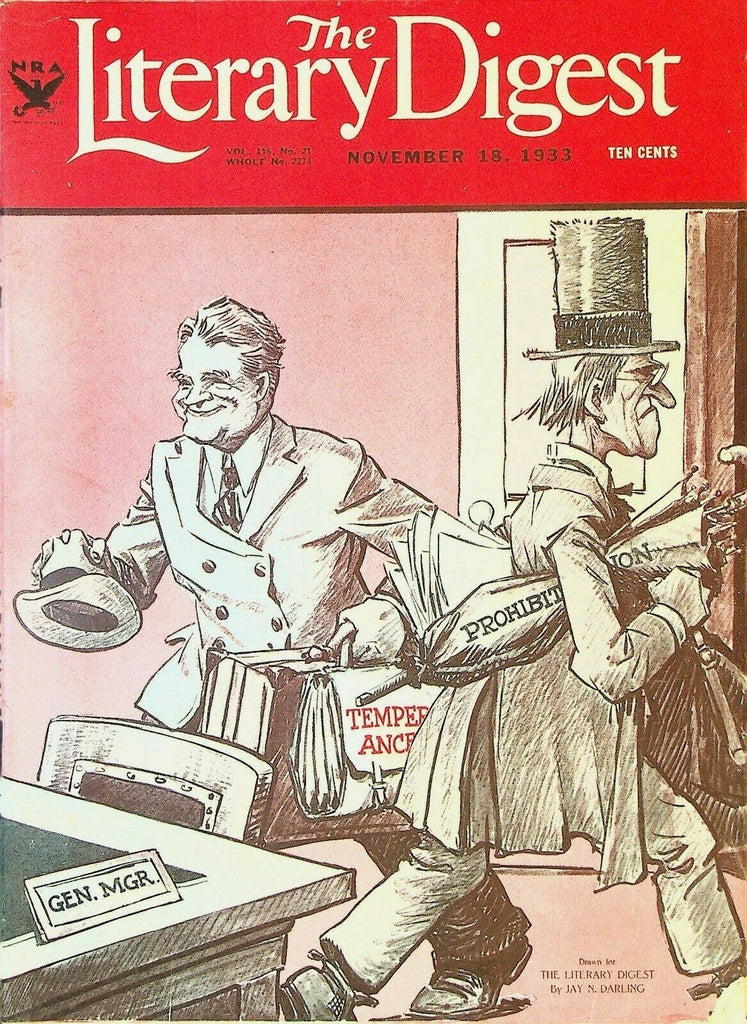 Literary Digest November 18 1933 Prohibition Ends TVA Ballet Jonas Cattell