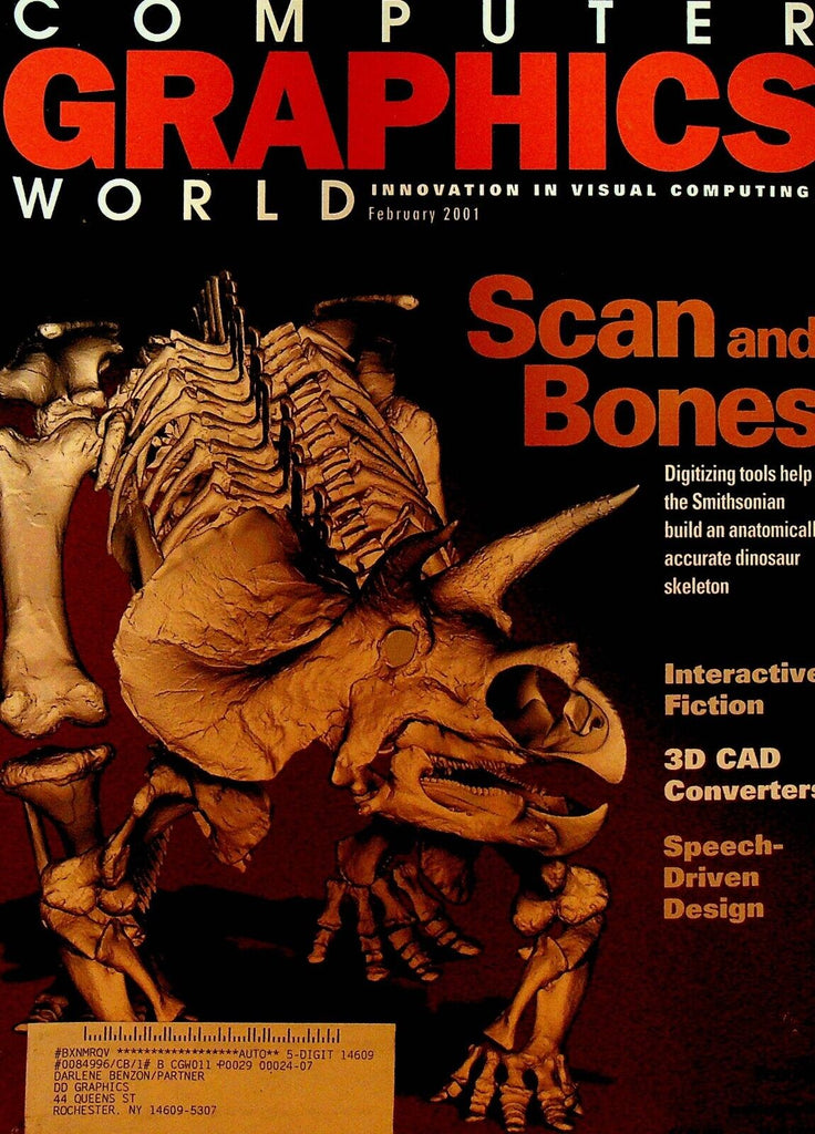 Computer Graphics World Magazine February 2001 Triceratops Smithsonian Skeleton