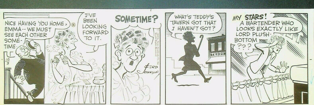 Moon Mullins Ferd Johnson Original Comic Strip Art October 3 1969