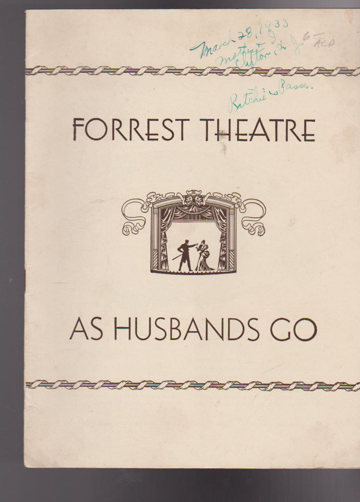 As Husbands Go March 20 1933 Alice Frost Forrest Theatre Program