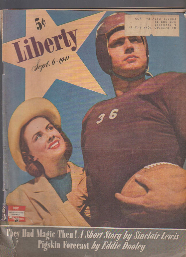 Liberty Magazine September 6 1941 Sinclair Lewis Football Cover
