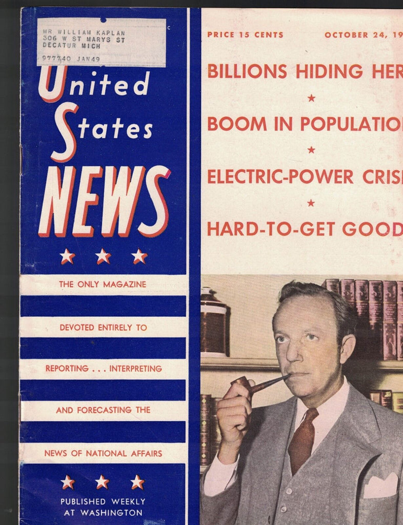 United States News October 24 1947 Charles Luckman Palestine Baby Boom