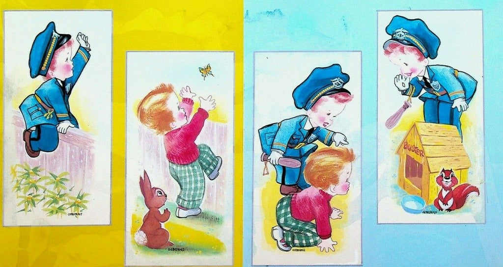 Here Comes the Policeman Children's Book Original Art Richard Osborne Pp 5 8