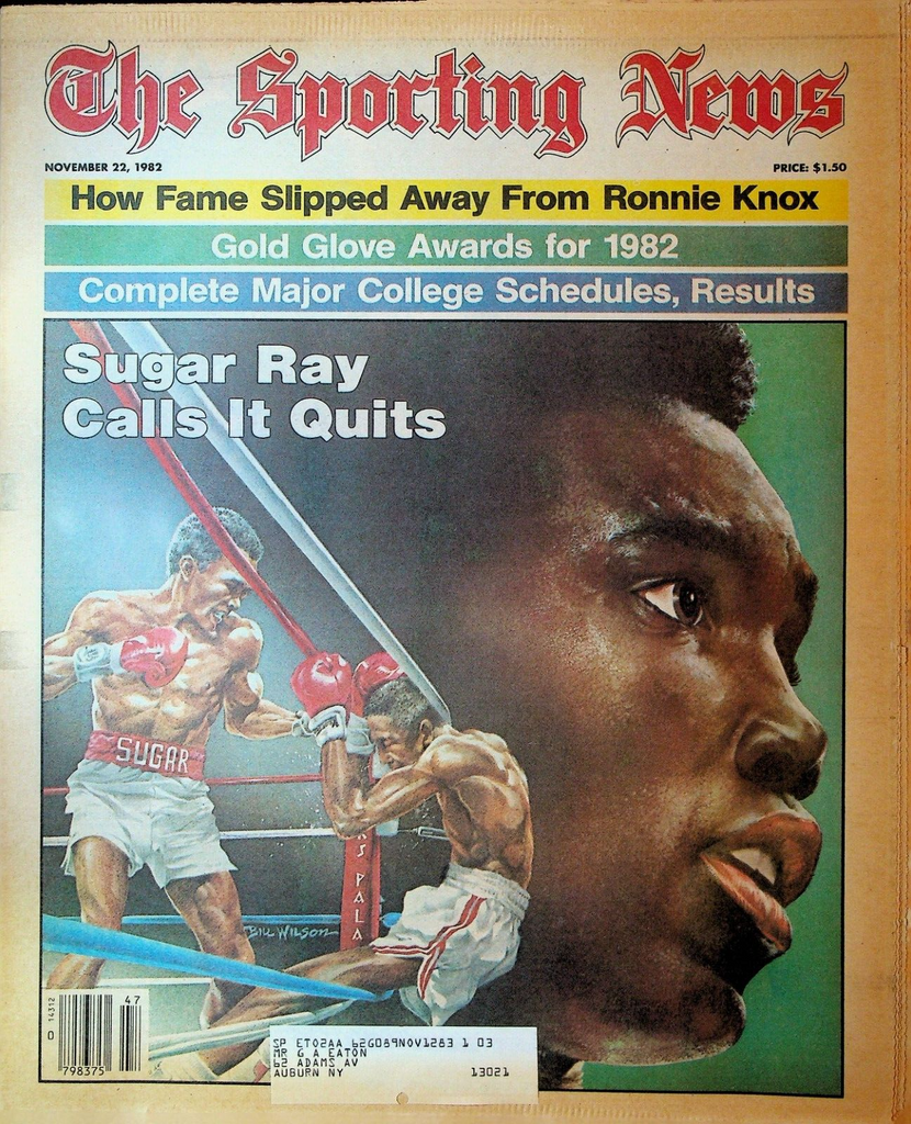 The Sporting News November 22 1982 Sugar Ray Leonard Ronnie Knox
