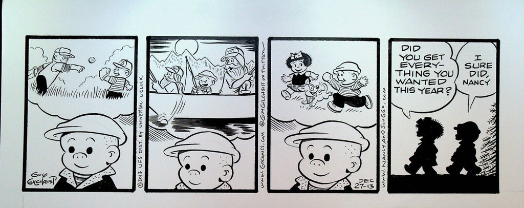 Nancy Comic Strip Original Art Guy Gilchrist December 27 2013 Reflecting on Year