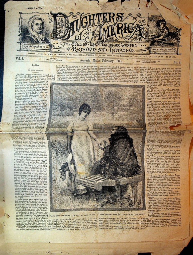 Daughters of America Magazine February 1889 Ruth Allison Margaret Sidney