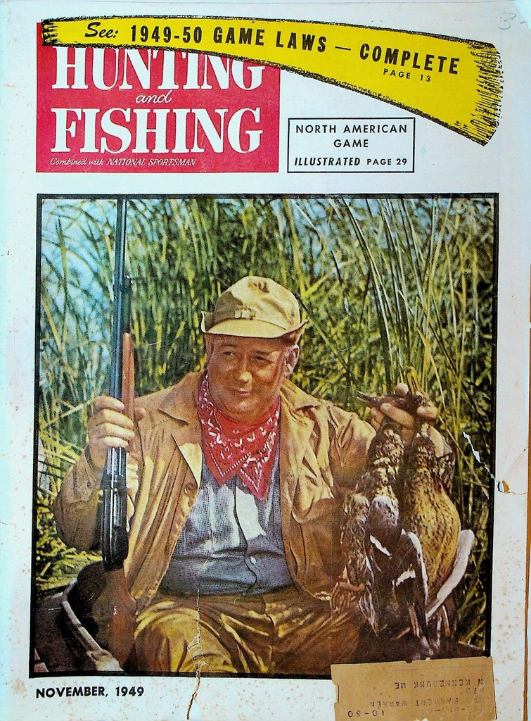 Hunting & Fishing Magazine November 1949 Winter Sea Fishing Fur Farming