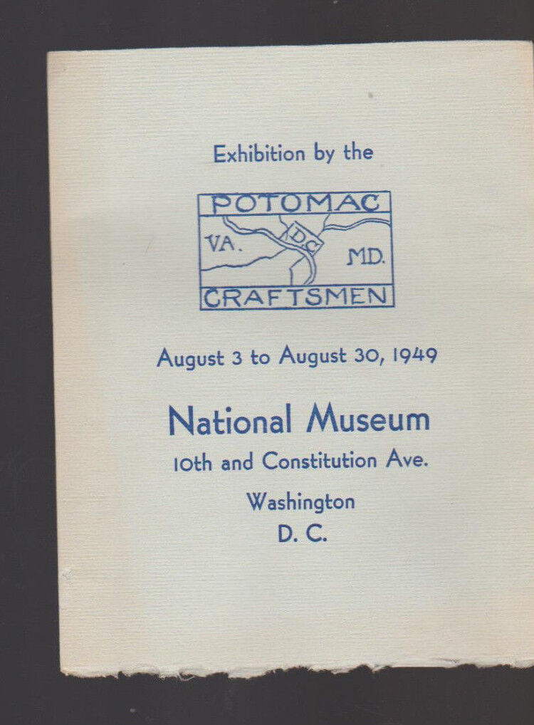 Potomac Craftsmen August 1949 Exhibition National Museum Brochure