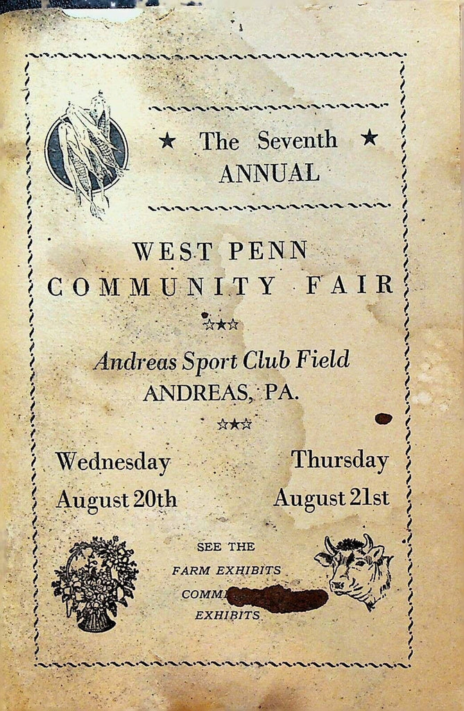 West Penn Community Fair Program August 20 1952 Andreas Pa