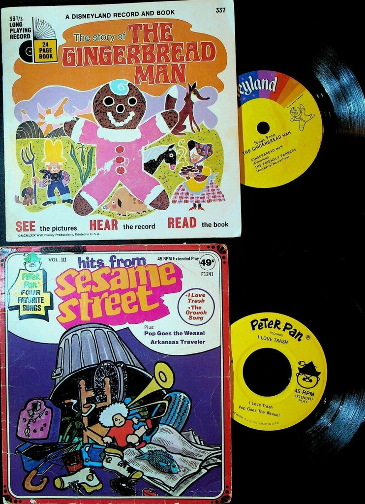 Children's Record Lot of 9 45s Sesame Street Bremen-Town Musicians Gingerbread