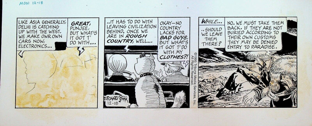 Little Orphan Annie Leonard Starr Original Comic Strip Art December 18 1995