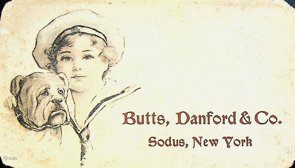 Butts Danford & Co Hardware Blotter Sodus NY Sailor Boy Bulldog Early 1900s