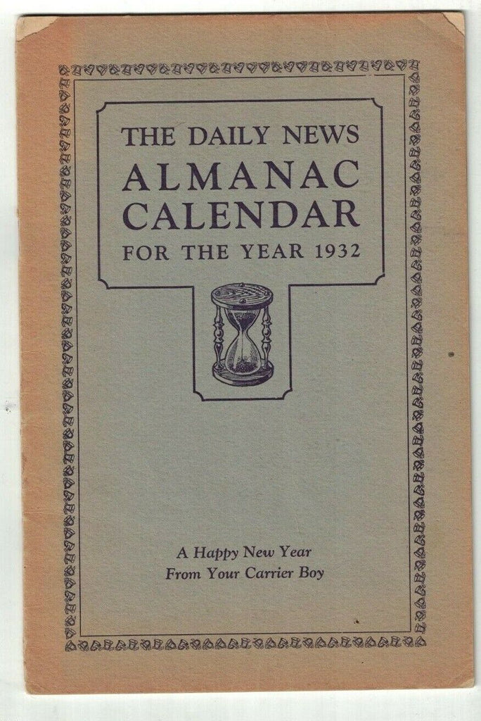 Batavia NY Daily News Almanac Calendar 1932 Upstate New York