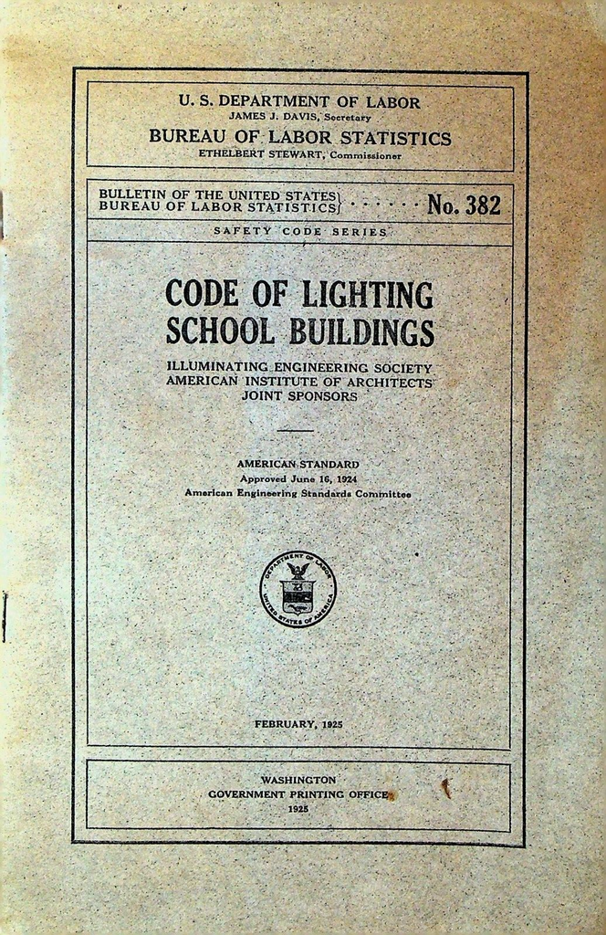 Code of Lighting School Buildings 1925 US Department of Labor Booklet