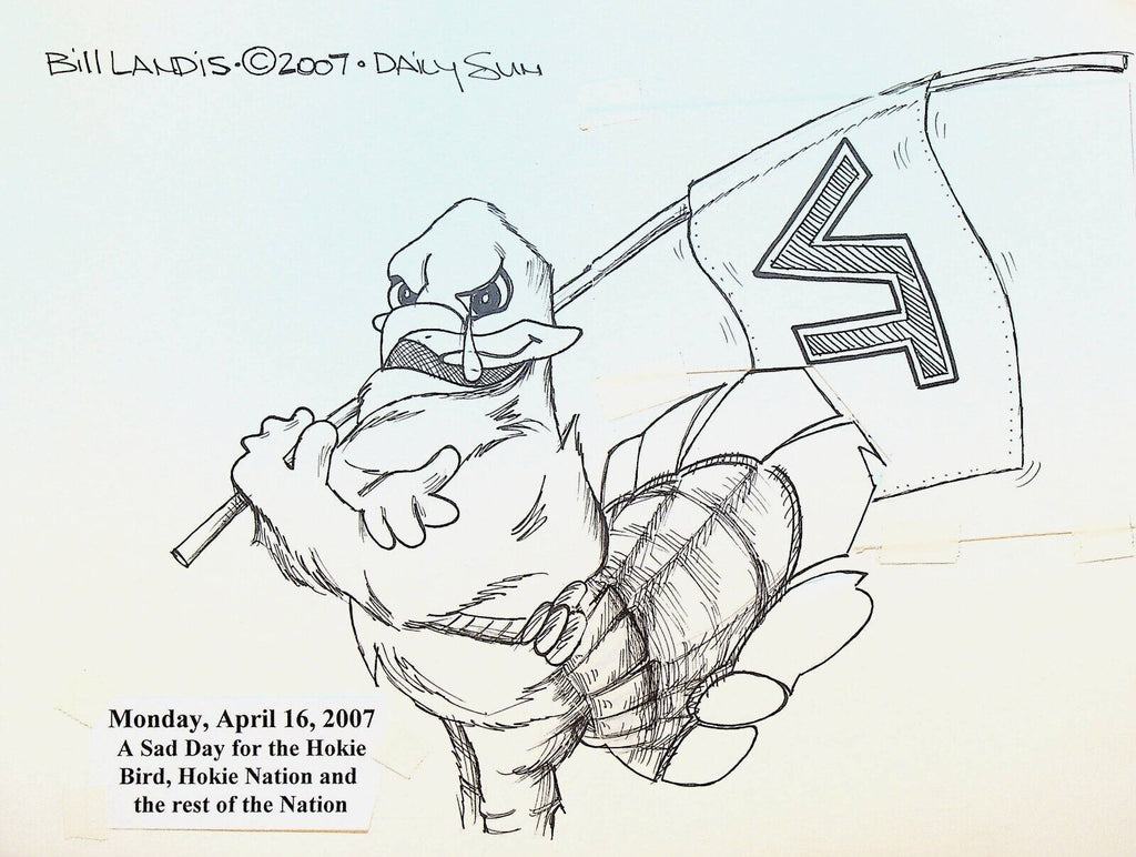 Bill Landis Original Cartoon Art The Villages Daily Sun 2007 Virginia Tech