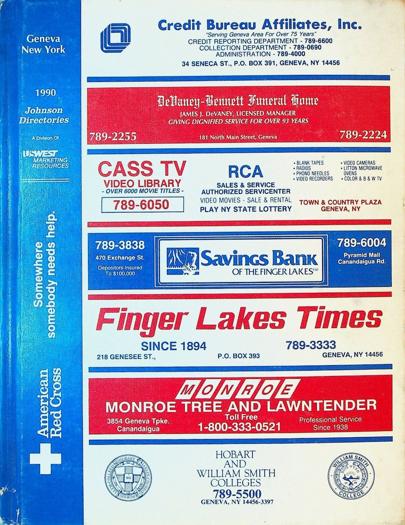 Geneva NY Johnson's 1990 City Directory