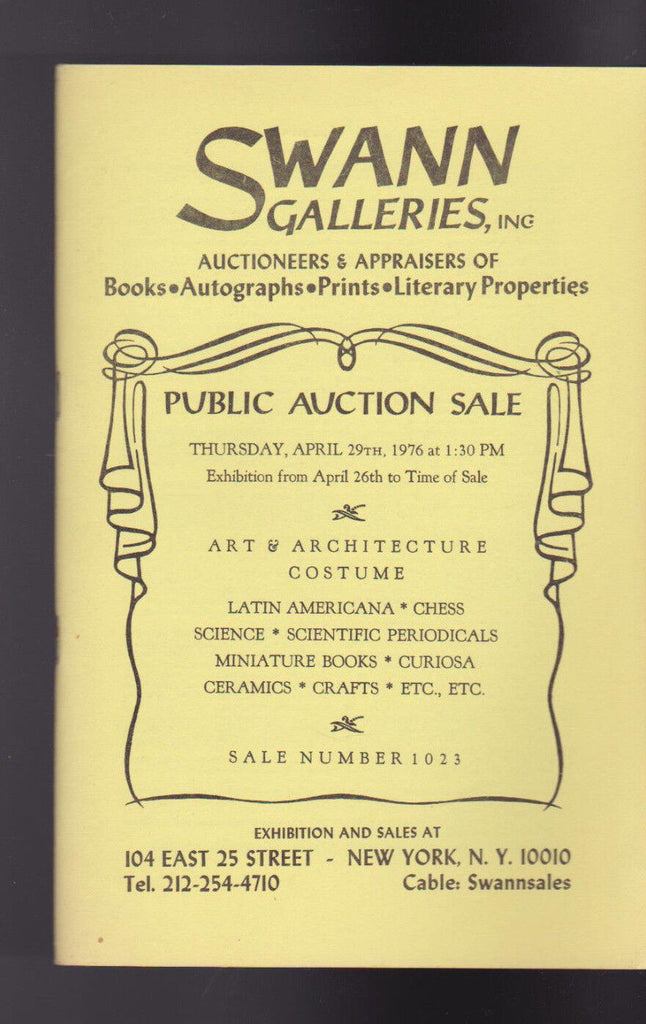 Swann Galleries Auction Catalog 1976 Art & Architecture Miniature Books Ceramics