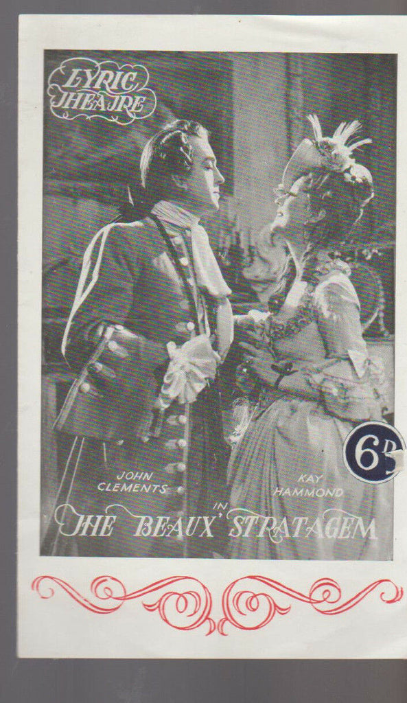 The Beaux Stratagem Program Allan Cutherbertson Program Lyric Theatre London
