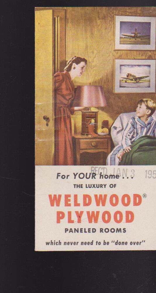 Weldwood Plywood Paneled Rooms 1950s Ad Brochure United States Plywood