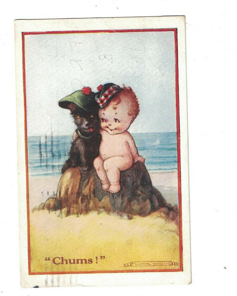 Flora White Postcard Chums Scottie Dog & Scottish Baby 1918