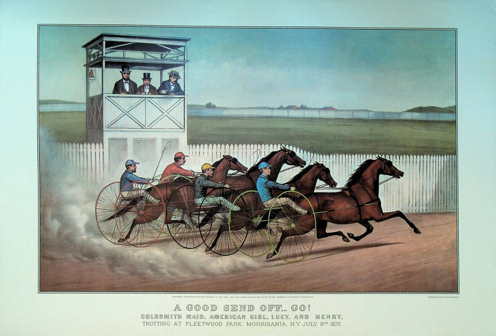 Currier & Ives Calendar Topper 1963 A Good Send Off Go Harness Racing