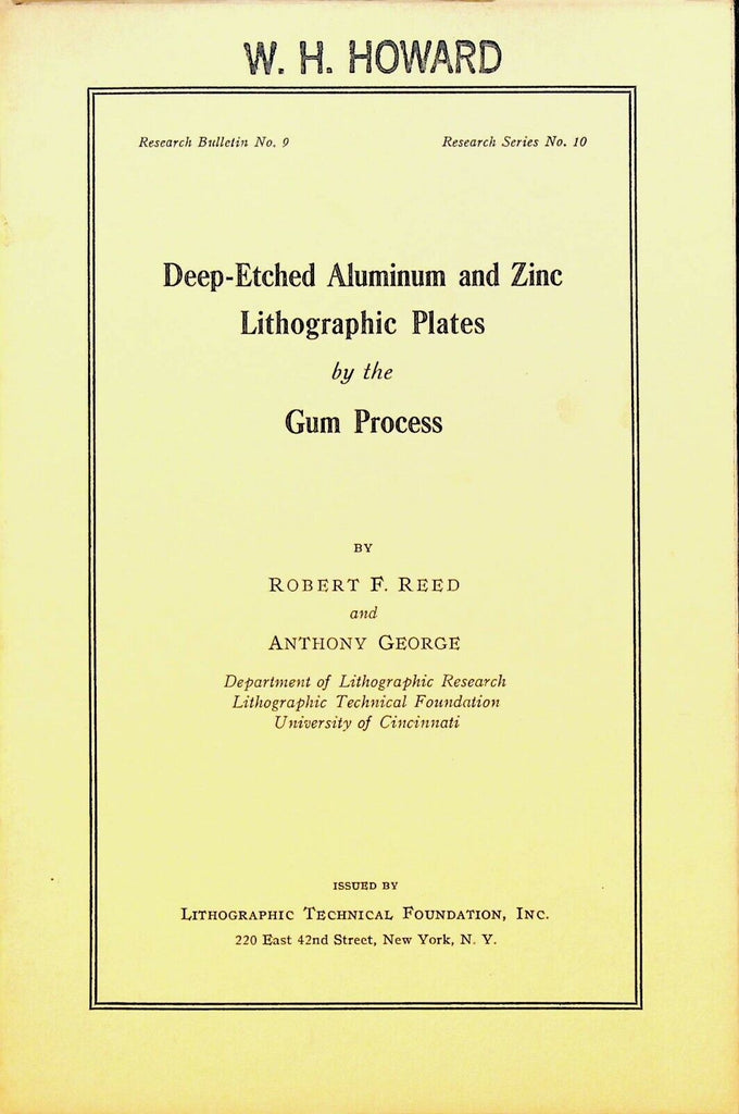 Deep-Etched Aluminum & Zinc Lithographic Plates by the Gum Process 1942