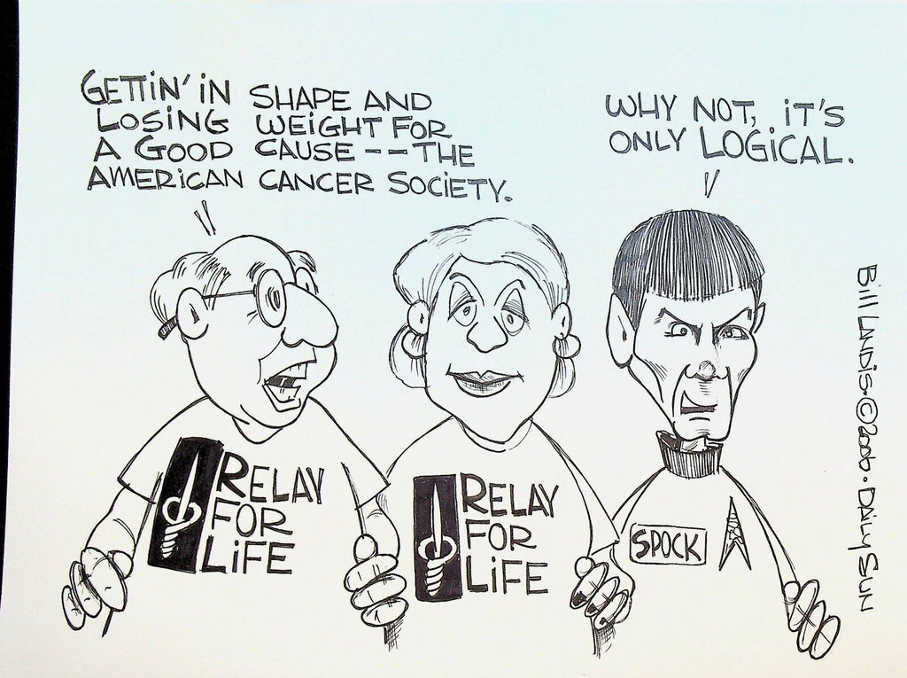 Bill Landis Original Cartoon Art The Villages Daily Sun 2006 Star Trek Mr Spock