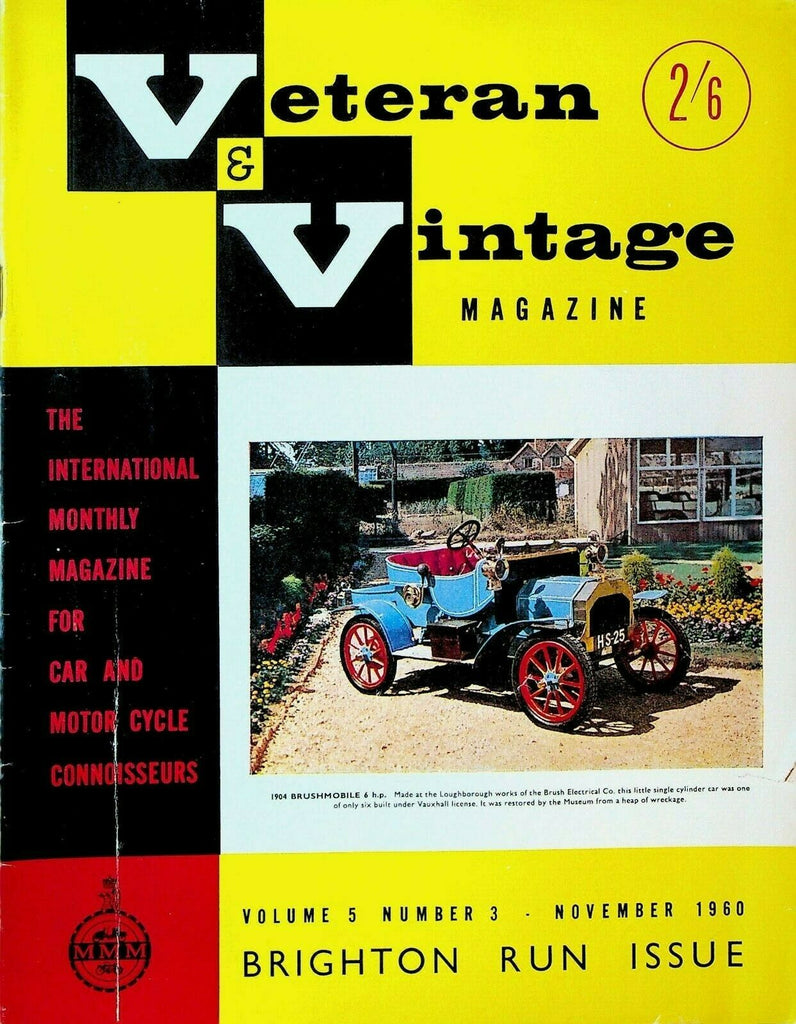 Veteran & Vintage Car Magazine November 1960 Brighton Run Brushmobile