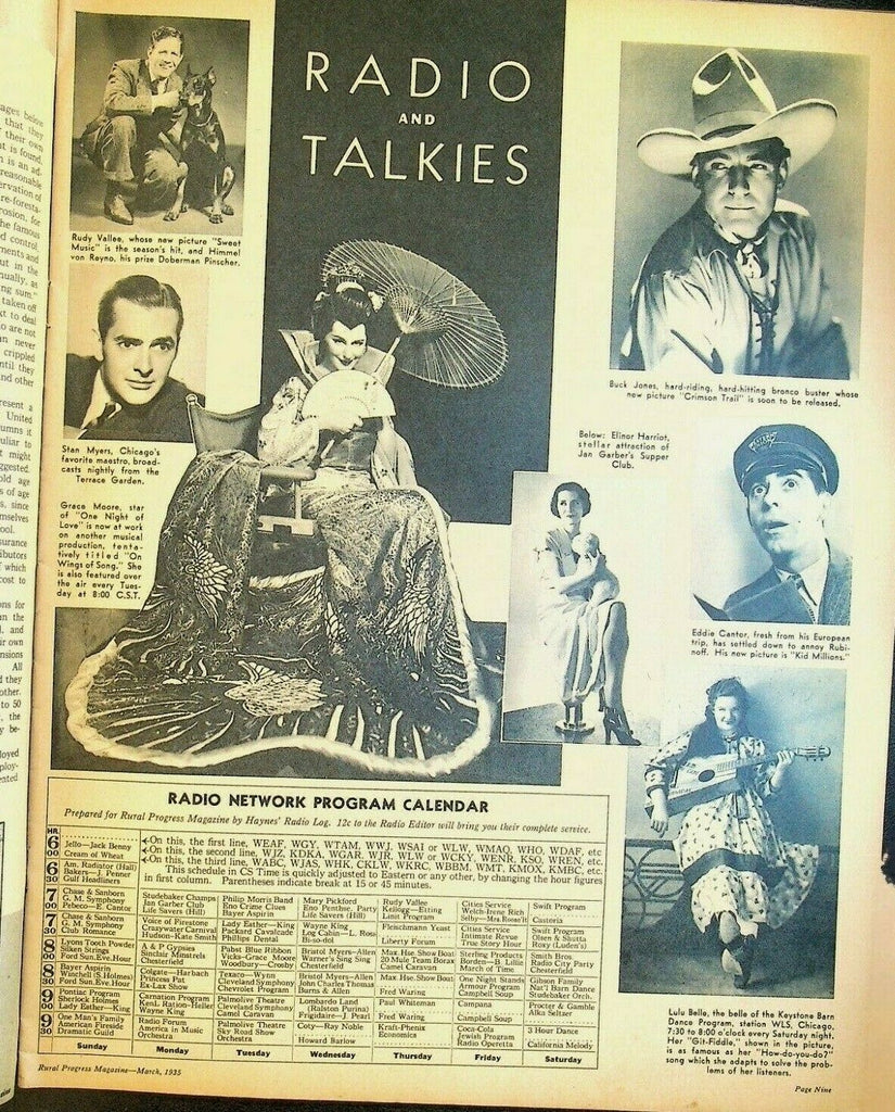 Rural Progress Magazine March 1935 Emile Loring Buck Jones Rudy Vallee