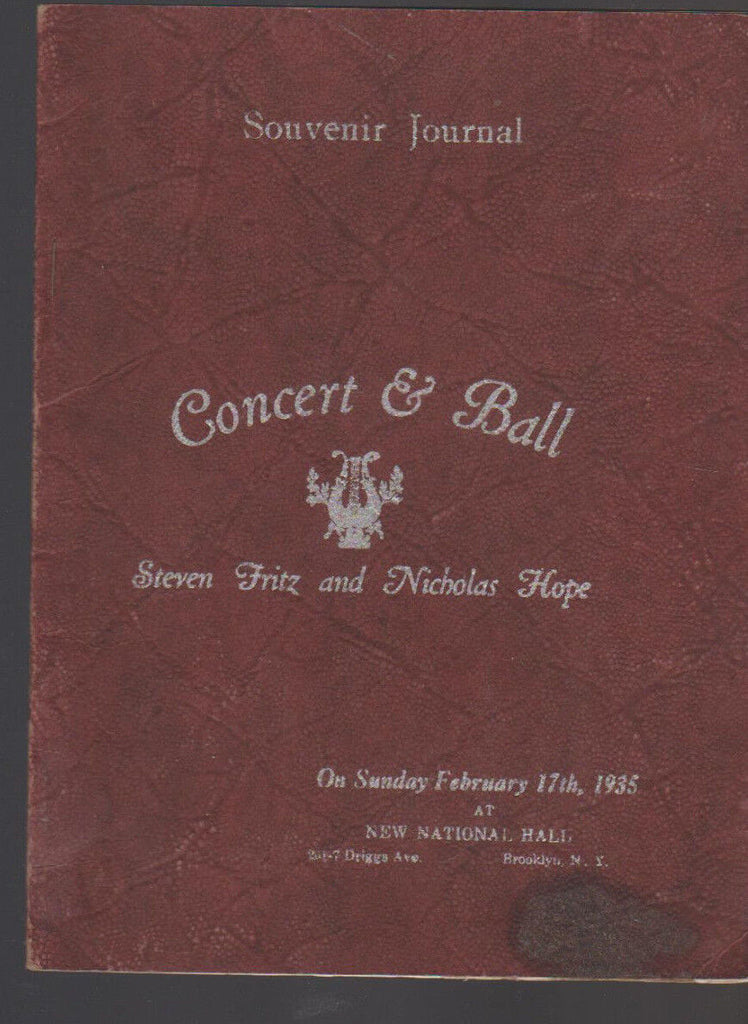 Concert & Ball Steven Fritz & Nicholas Hope Souvenir Journal 1935 Brooklyn NY