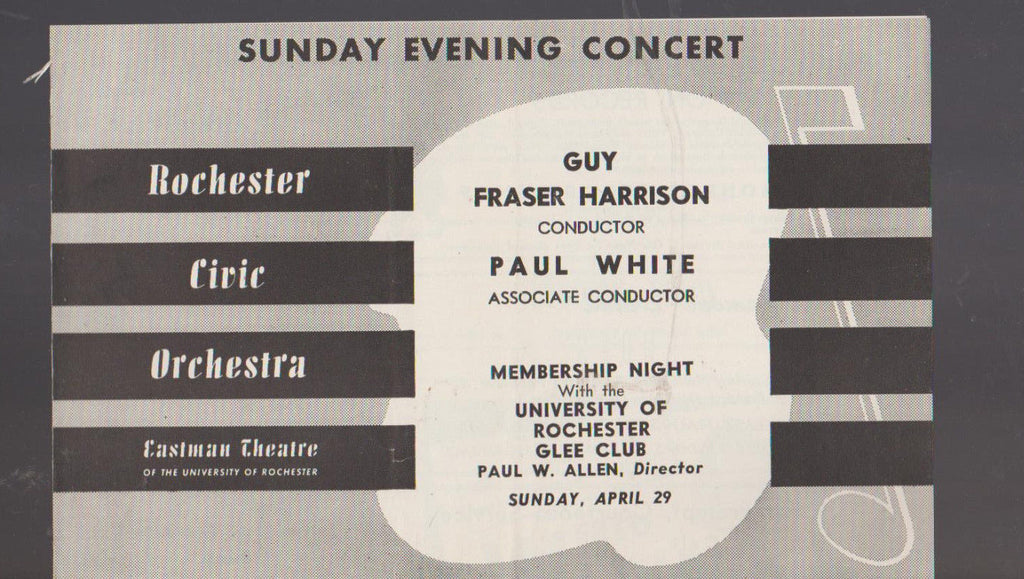 Rochester Civic Orchestra Program April 29 1951 University Rochester Glee Club