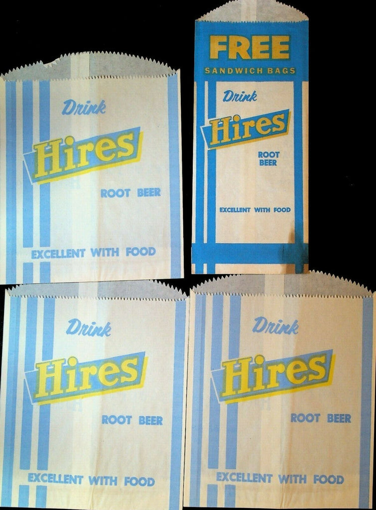 Hires Root Beer Sandwich Bags Lot of 4 Vintage Soda Pop Advertising