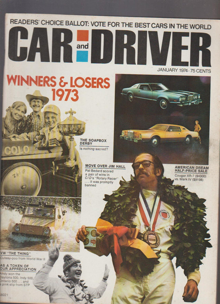 Car & Driver Magazine January 1974 Soapbox Derby Pat Bedard VW The Thing