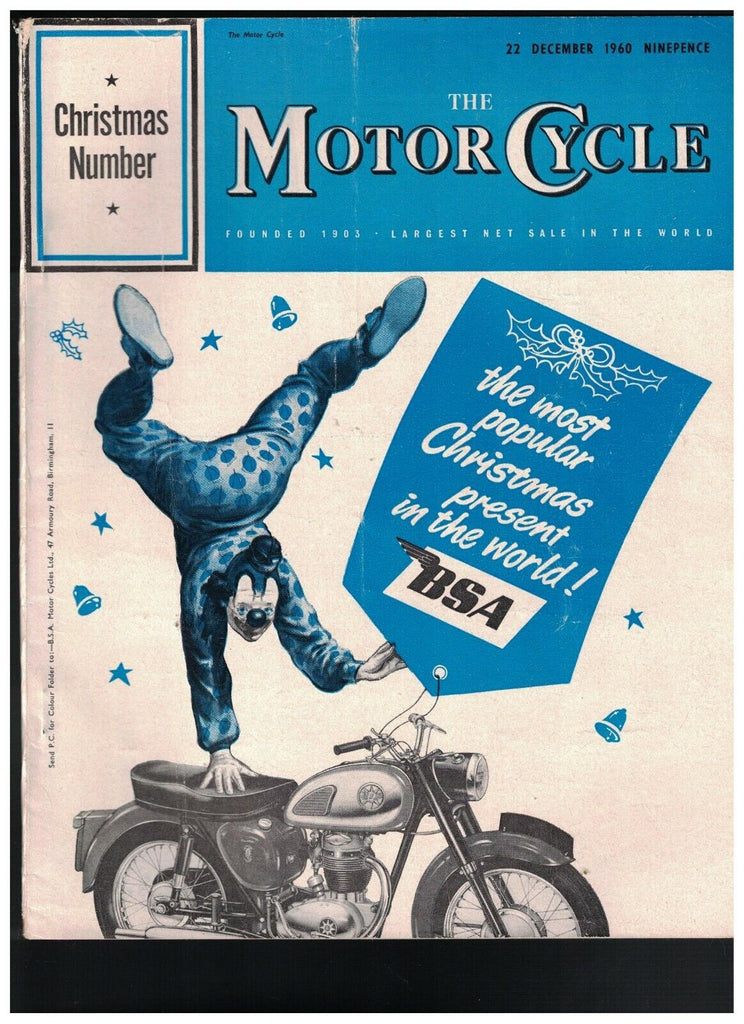Motor Cycle Magazine December 22 1960 Clown Trick Rider Sam Seston Christmas