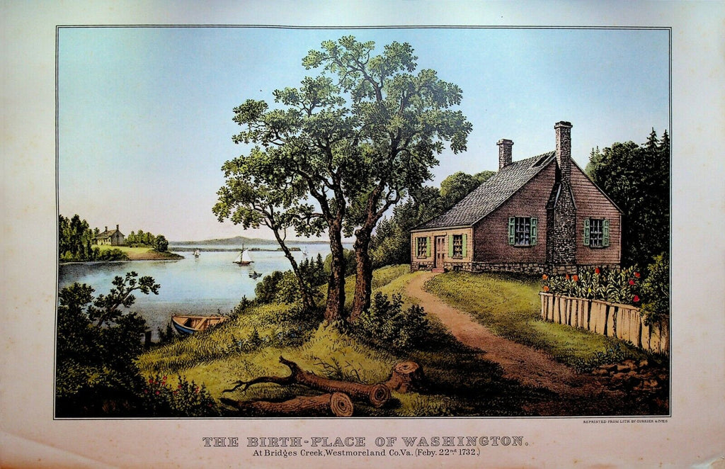 Currier & Ives Calendar Topper 1962 Birthplace of George Washington Westmoreland
