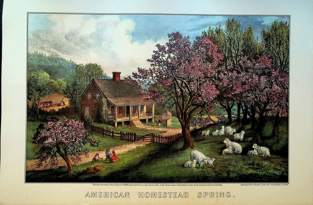 Currier & Ives Calendar Topper 1954 American Homestead Spring