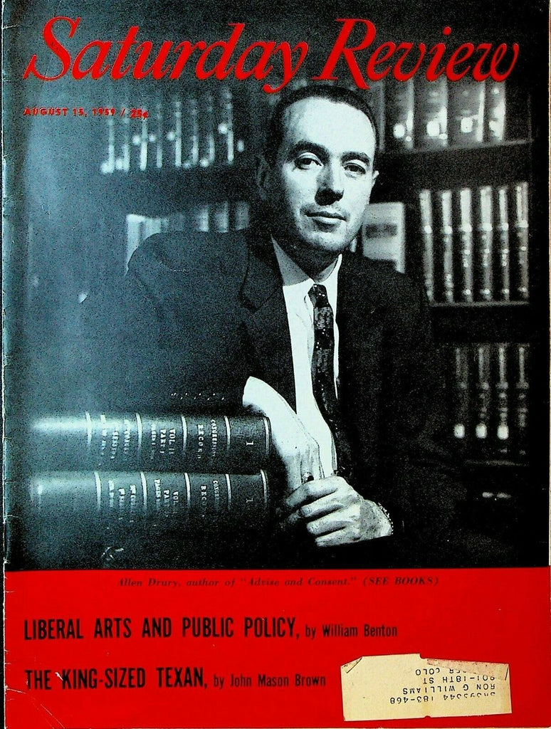 Saturday Review Magazine August 15 1959 Allen Drury George Sessions Perry